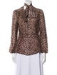 RIXO Silk Animal Print Blouse