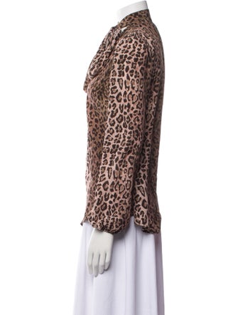 RIXO Silk Animal Print Blouse