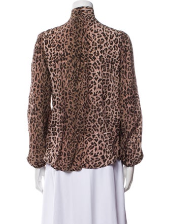 RIXO Silk Animal Print Blouse