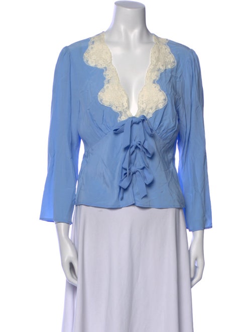 RIXO V-Neck Long Sleeve Blouse