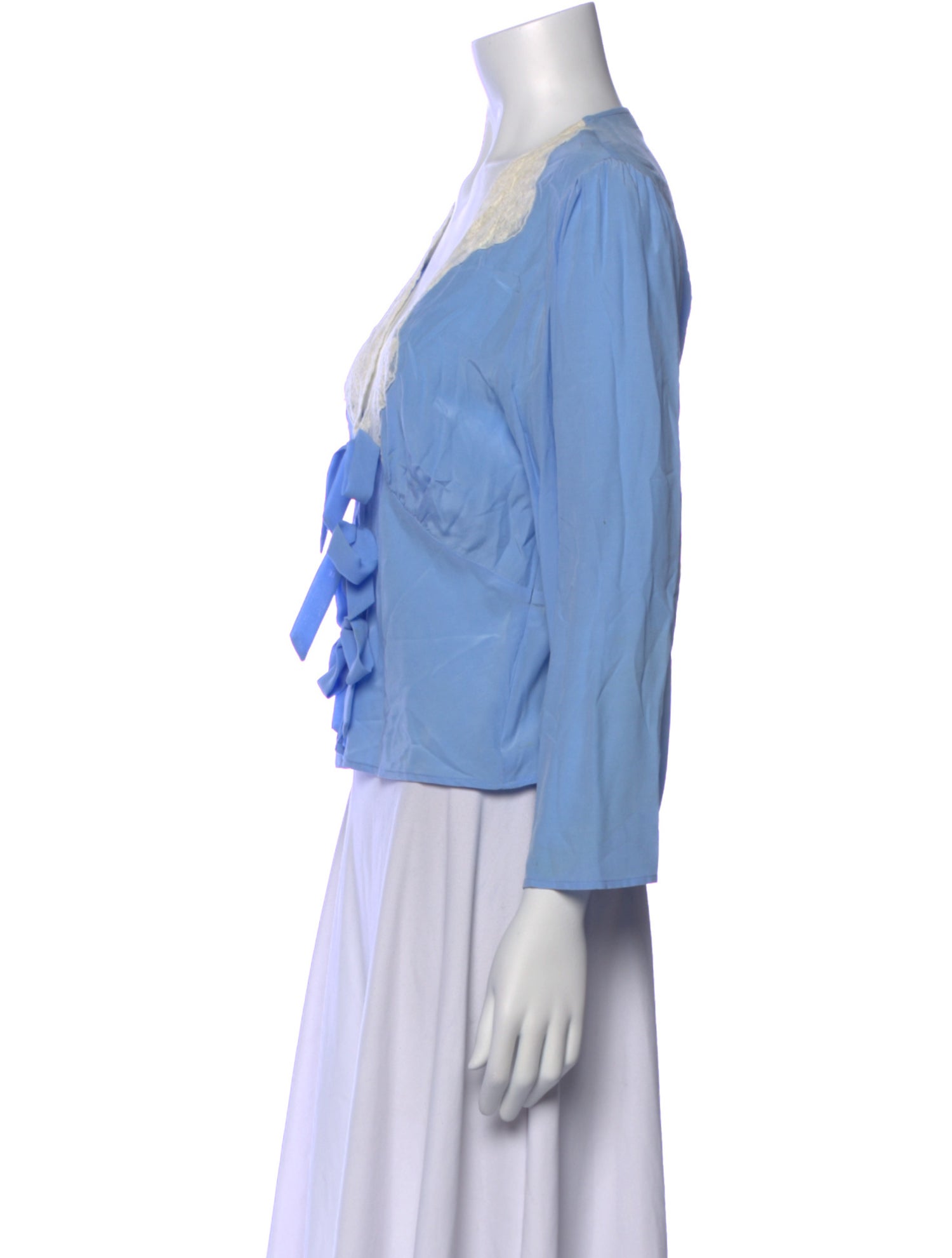 RIXO V-Neck Long Sleeve Blouse