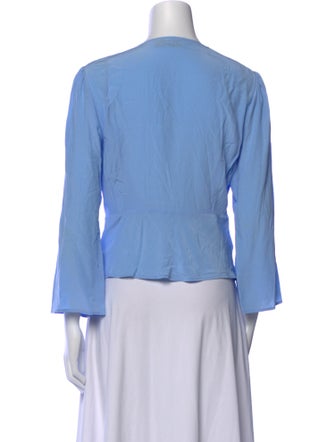 RIXO V-Neck Long Sleeve Blouse