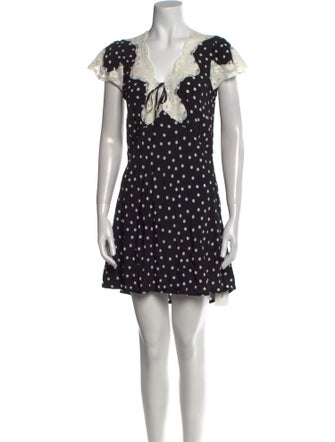 RIXO Polka Dot Print Mini Dress