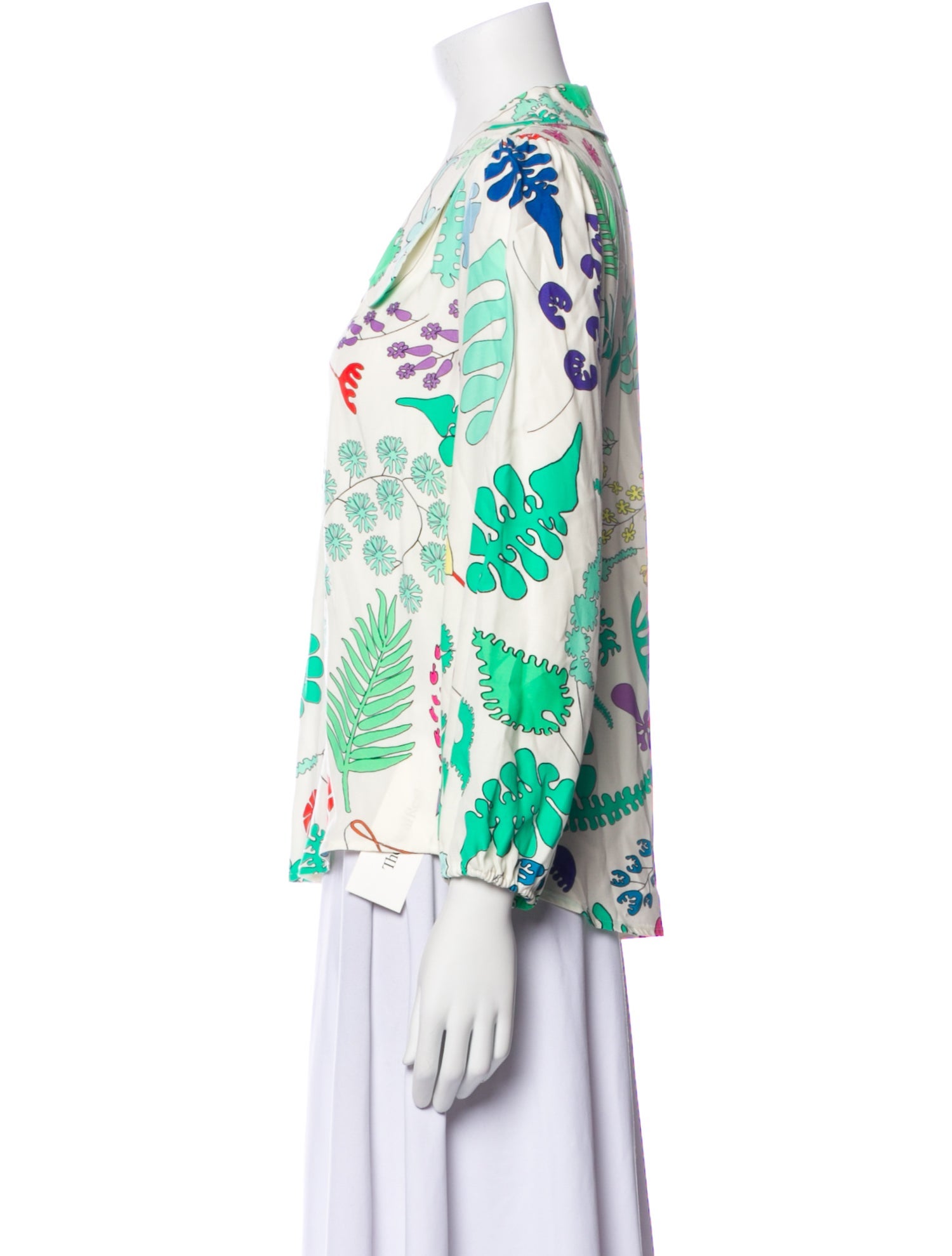 RIXO Floral Print V-Neck Blouse