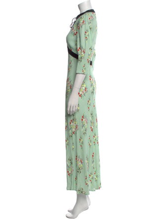 RIXO Floral Print Long Dress