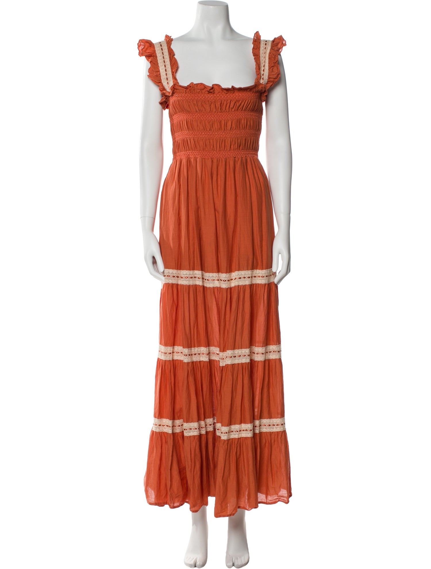 RIXO Lace Pattern Long Dress