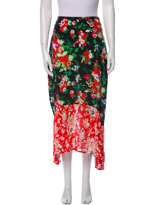RIXO Silk Midi Length Skirt