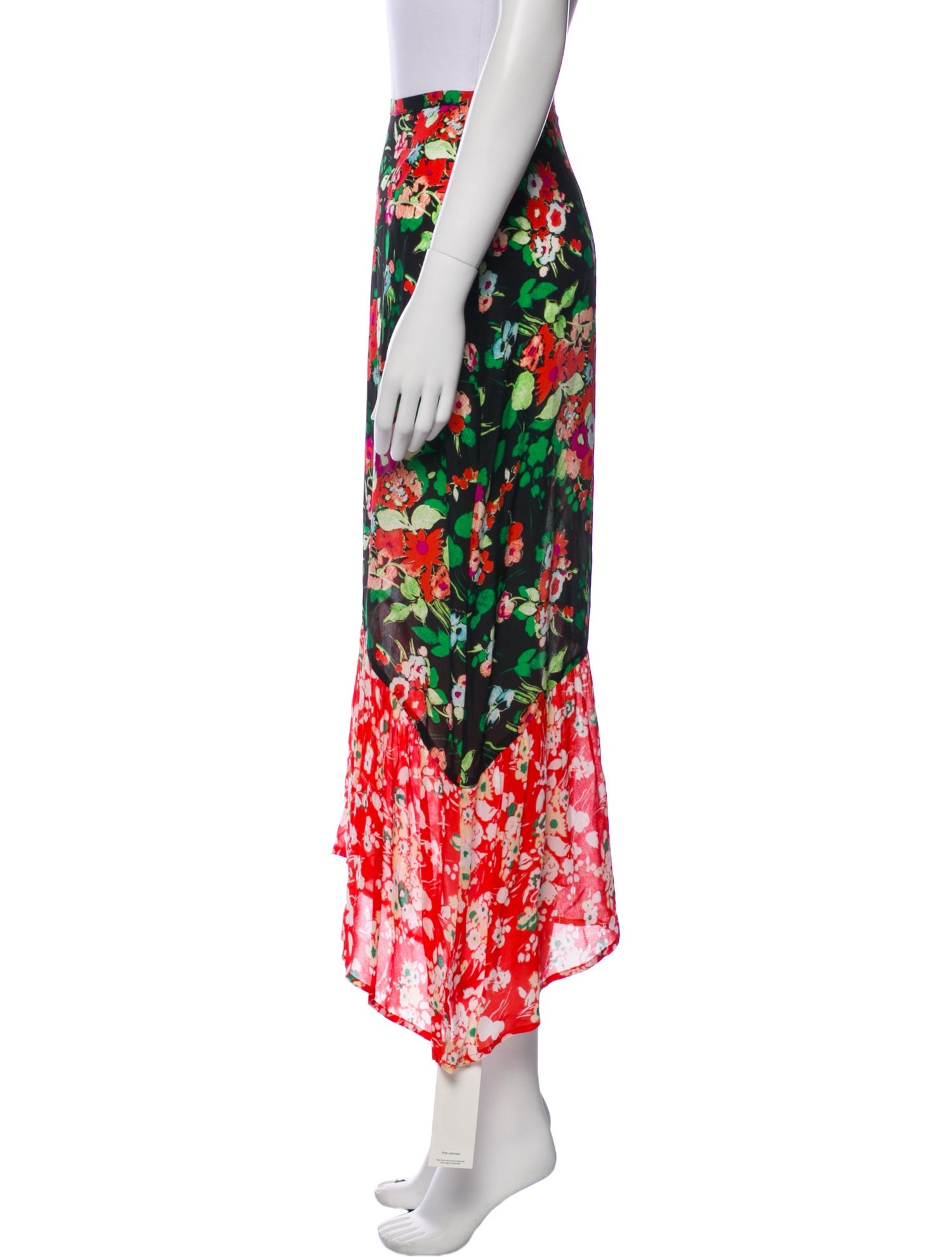 RIXO Silk Midi Length Skirt