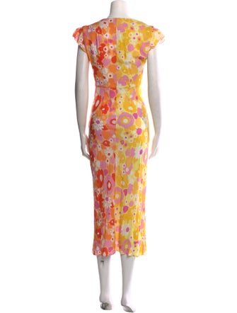 RIXO Silk Long Dress