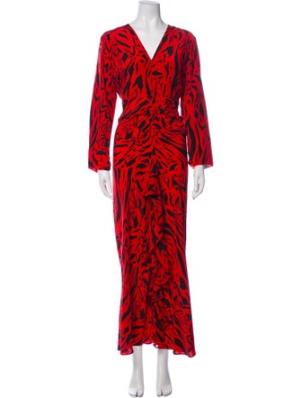 RIXO Animal Print Long Dress