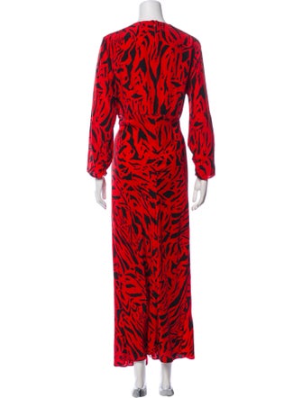 RIXO Animal Print Long Dress
