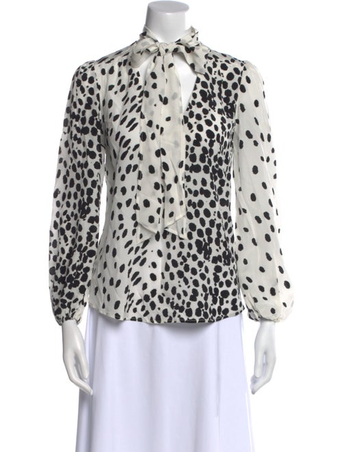 RIXO Silk Animal Print Button-Up Top