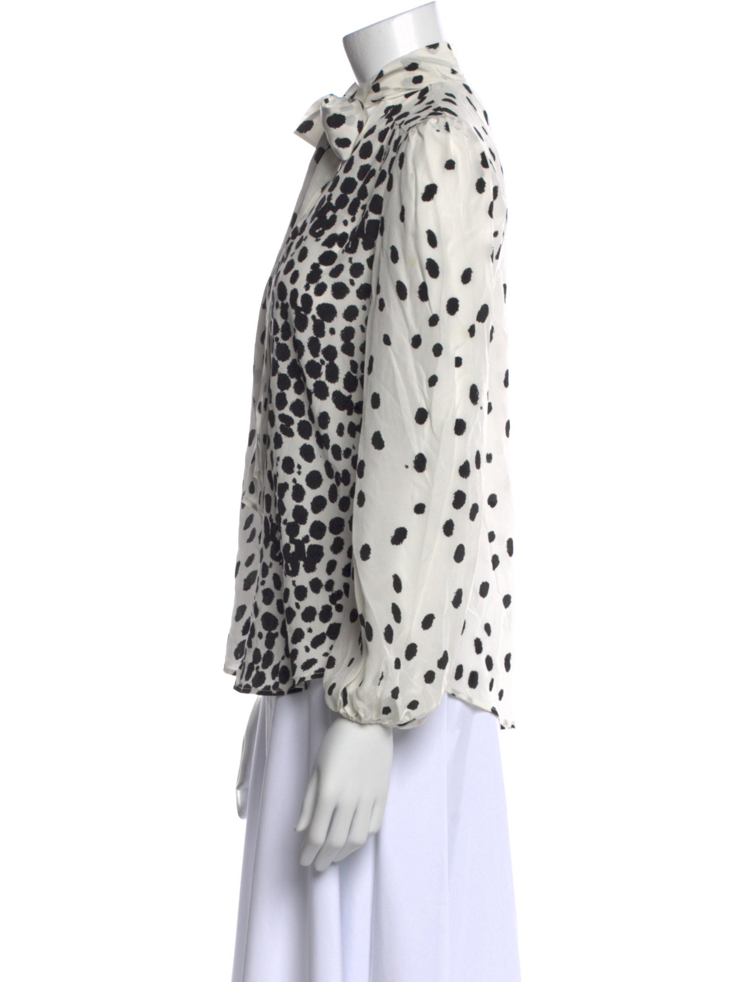 RIXO Silk Animal Print Button-Up Top