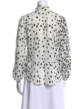 RIXO Silk Animal Print Button-Up Top