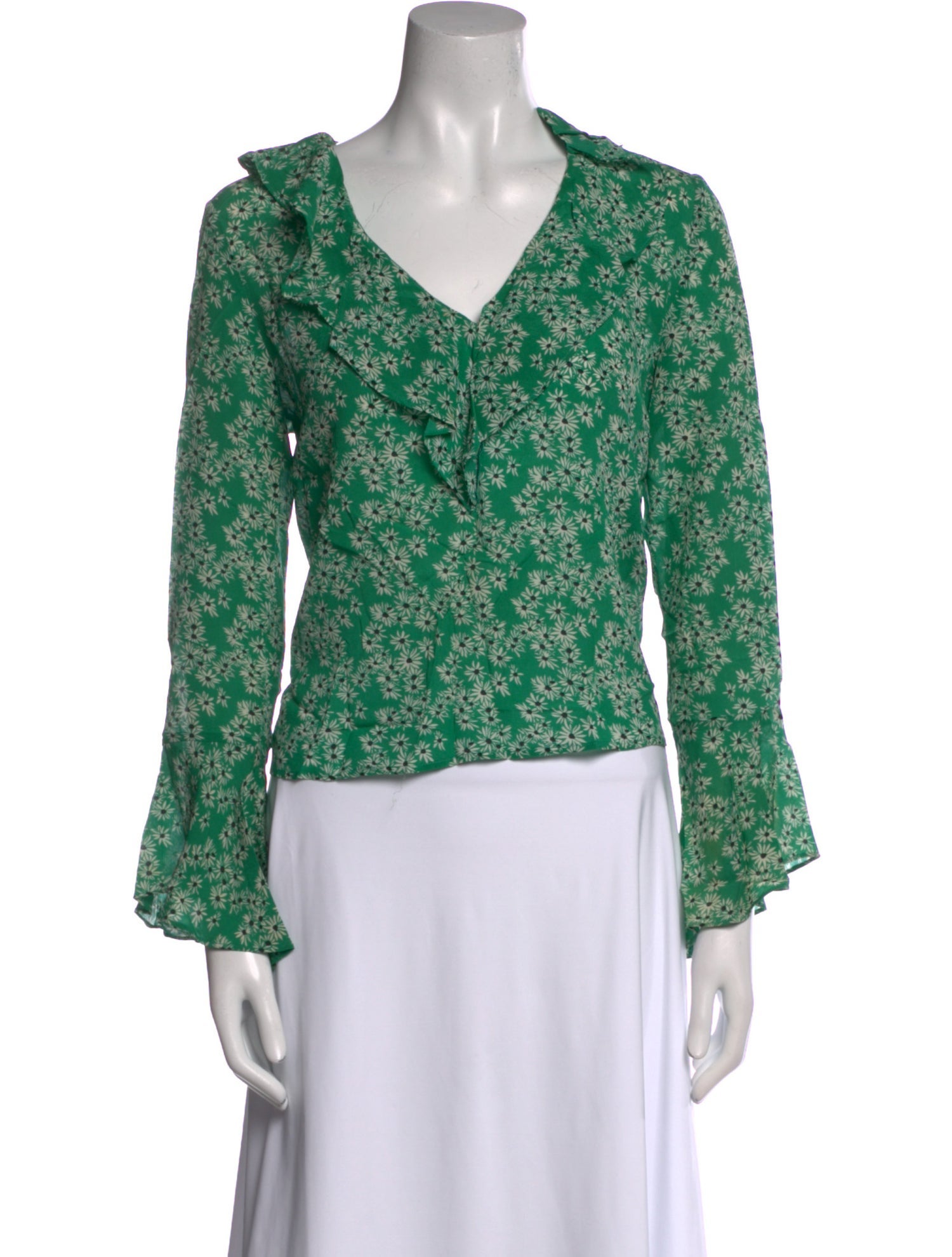 RIXO Silk Floral Print Blouse