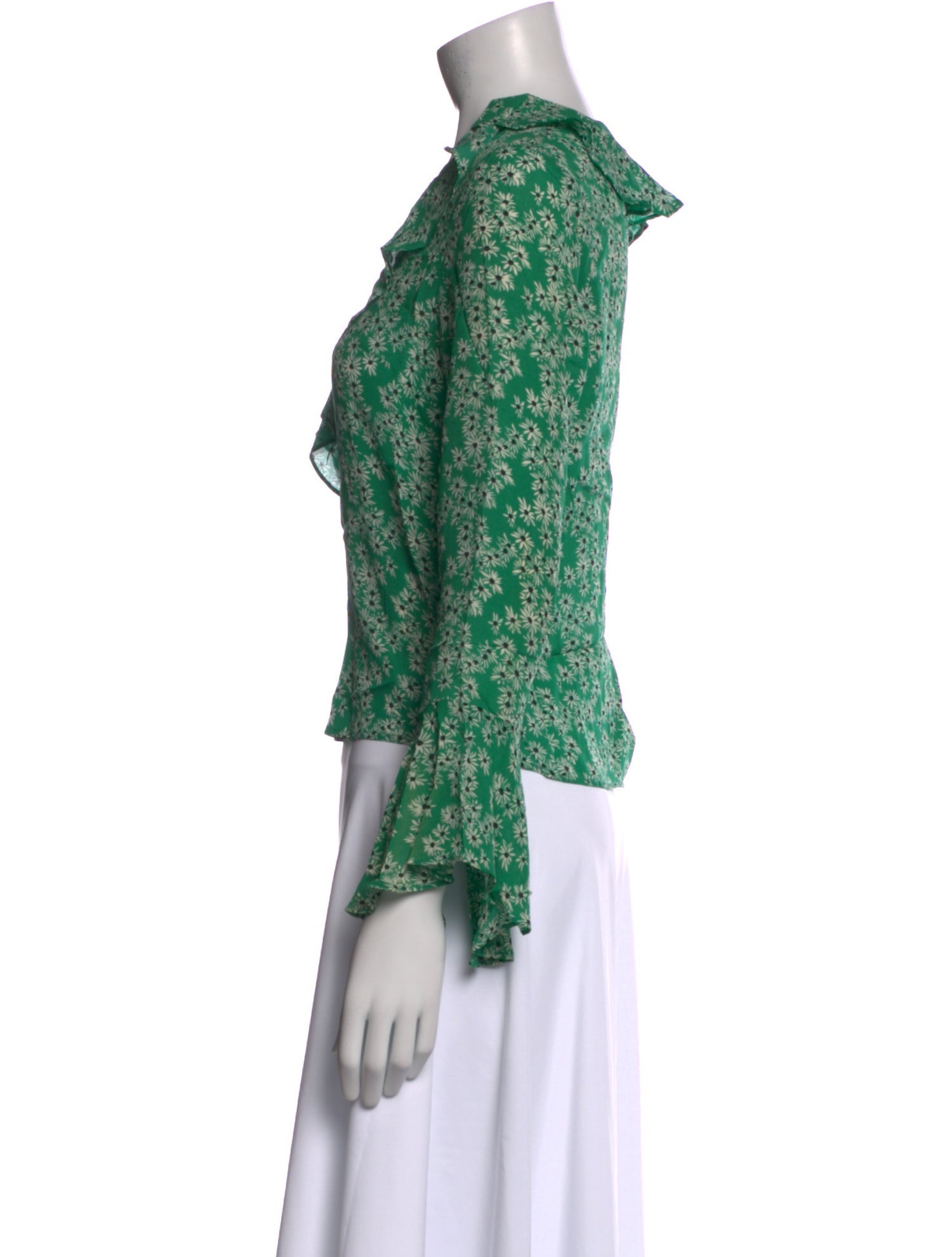 RIXO Silk Floral Print Blouse