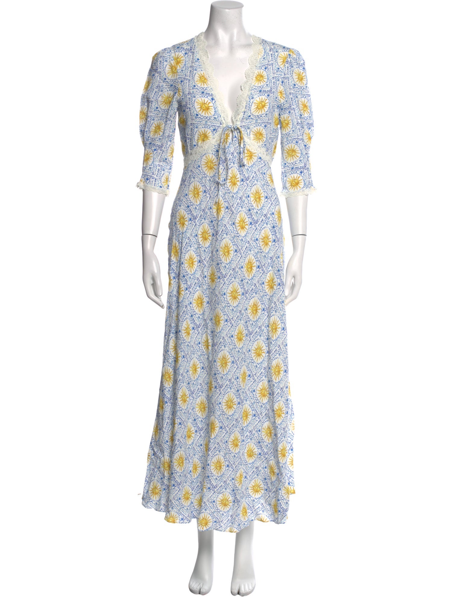 RIXO Floral Print Long Dress