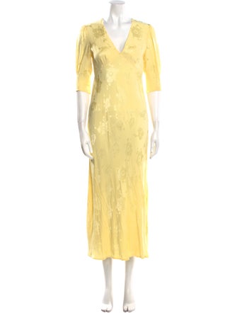 RIXO V-Neck Long Dress