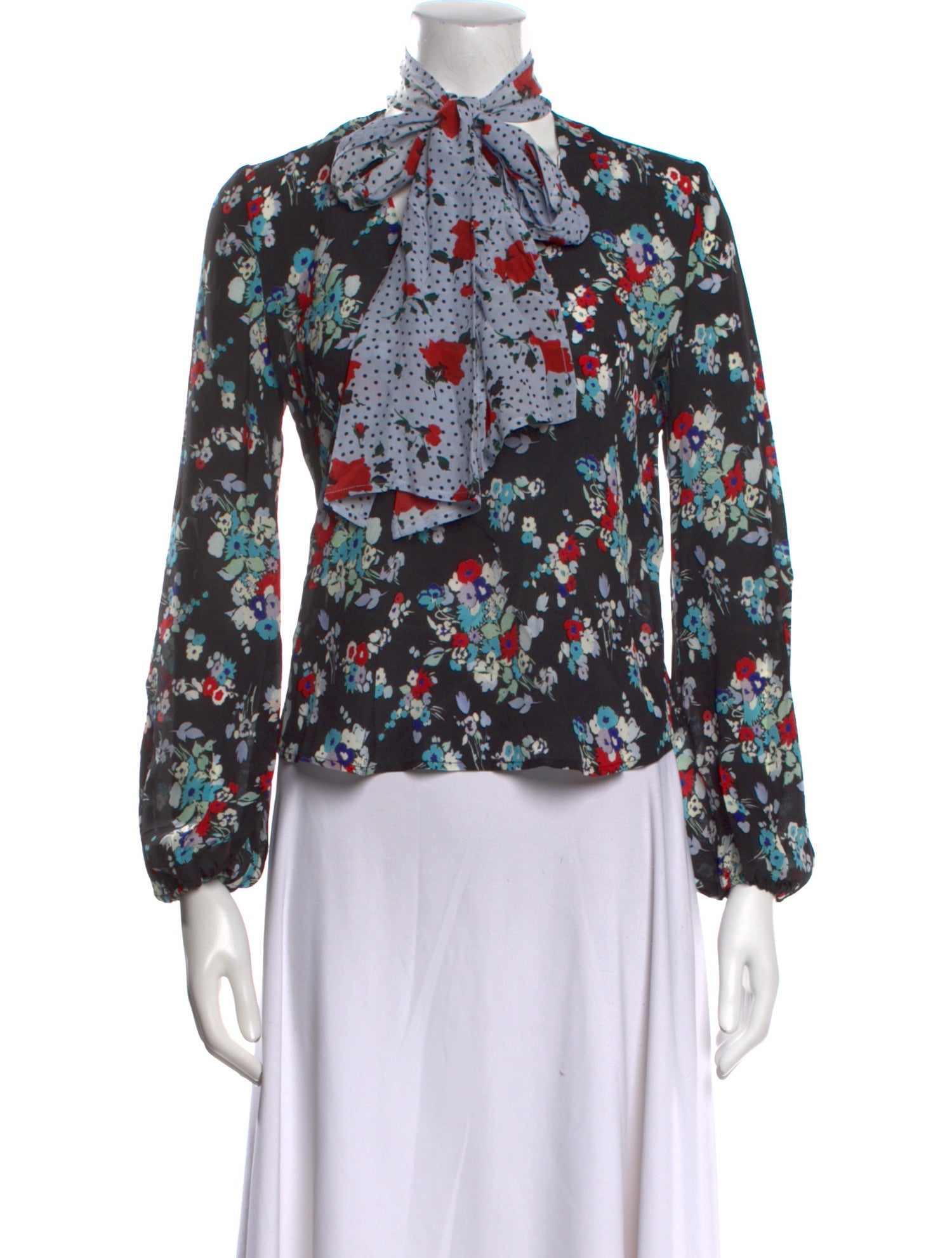 RIXO Silk Floral Print Blouse