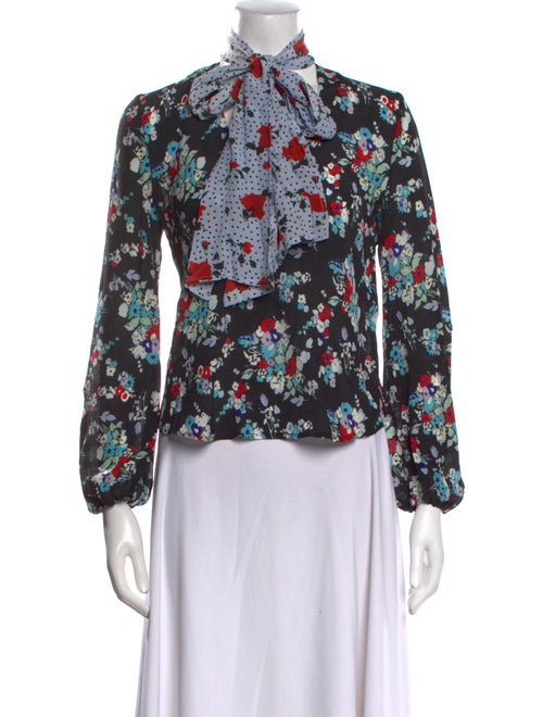 RIXO Silk Floral Print Blouse