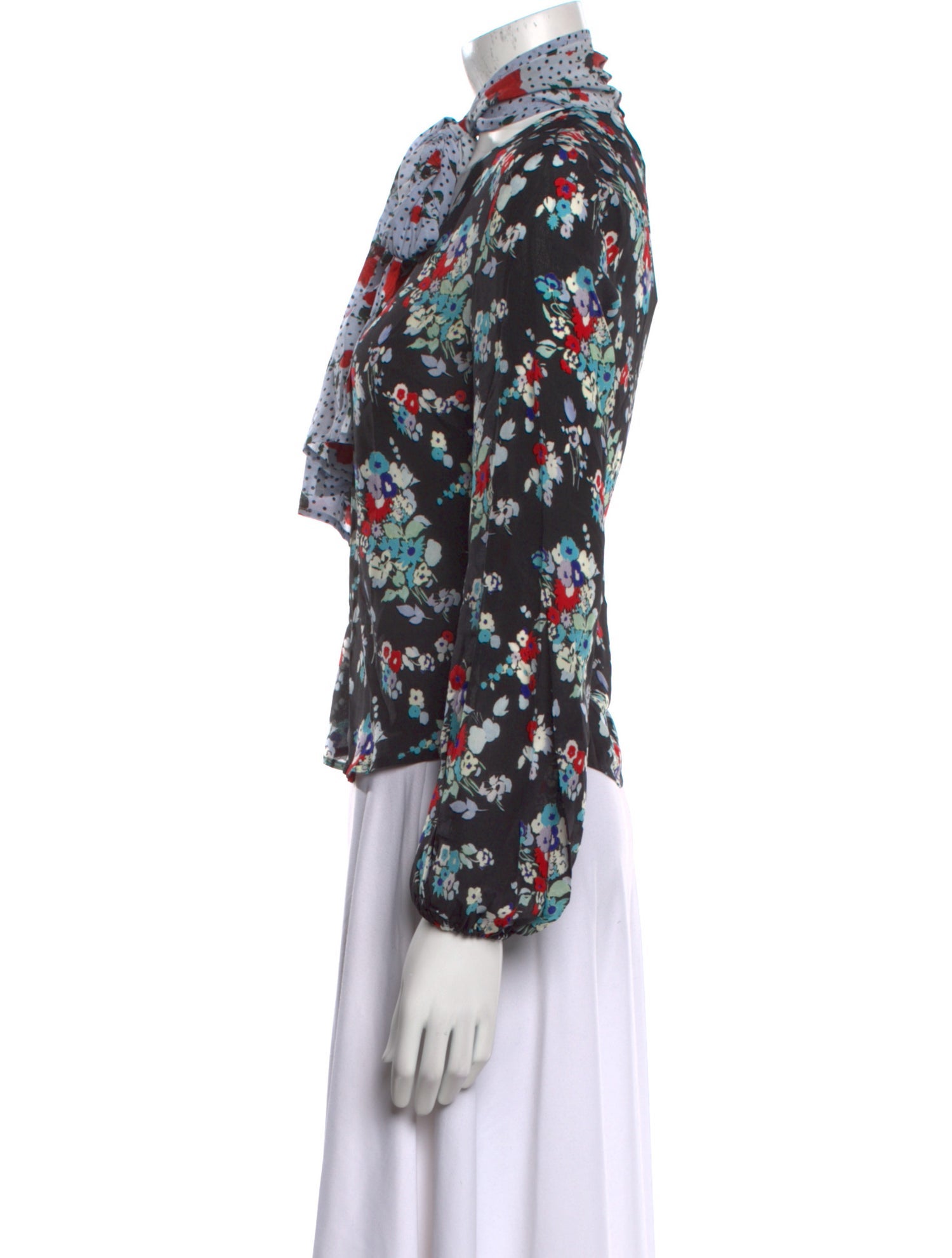RIXO Silk Floral Print Blouse