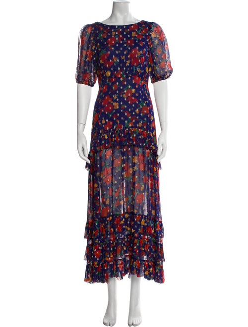 RIXO Floral Print Long Dress