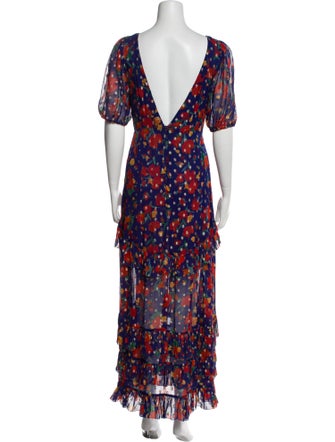 RIXO Floral Print Long Dress