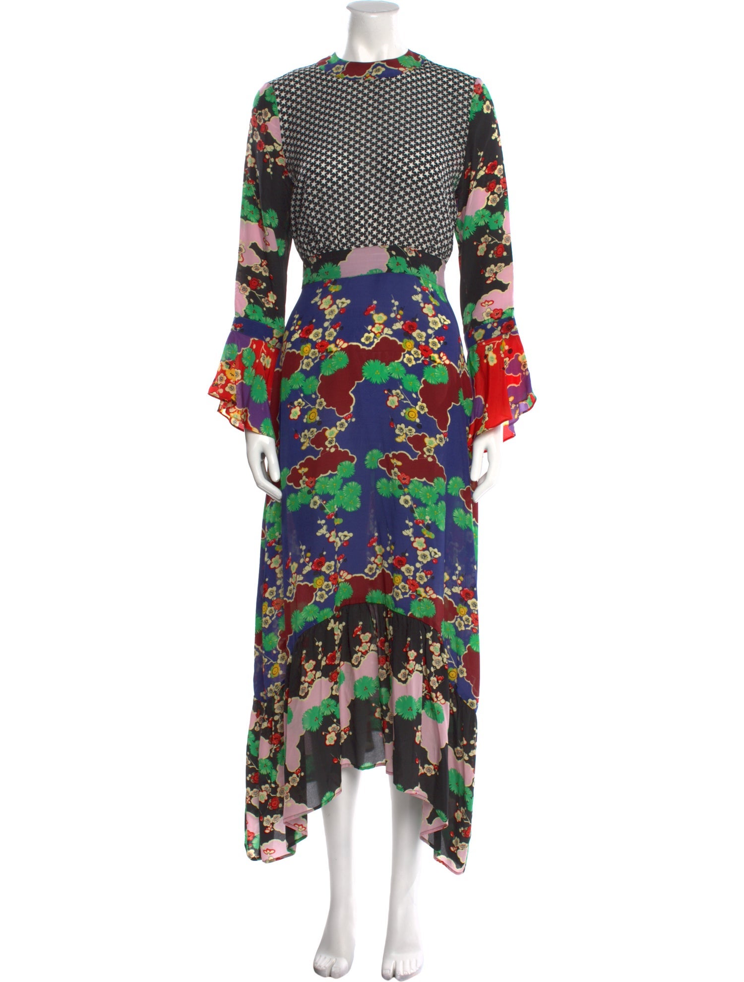 RIXO Silk Long Dress