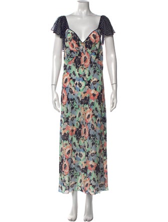 RIXO Silk Long Dress