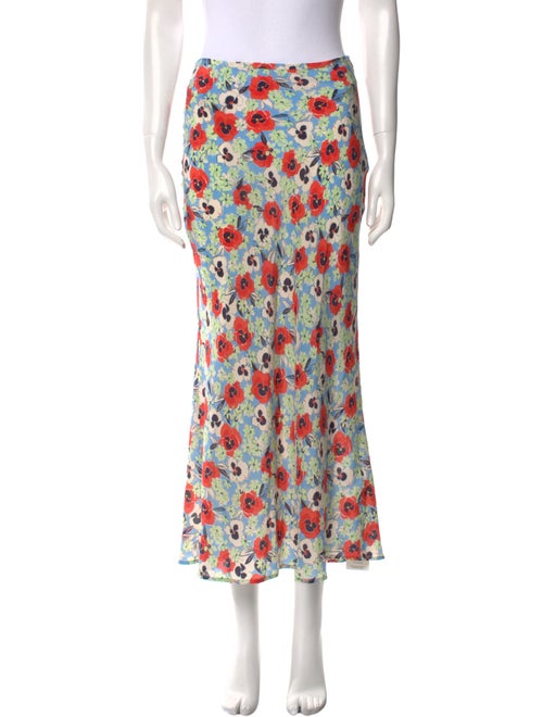 RIXO Silk Midi Length Skirt