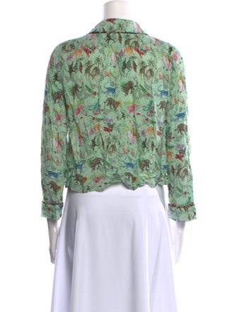 RIXO Floral Print Three-Quarter Sleeve Blouse