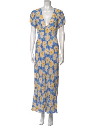 RIXO Floral Print Long Dress