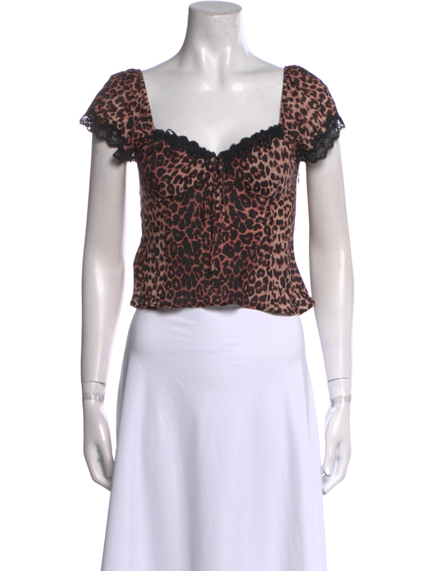 RIXO Animal Print Square Neckline Crop Top