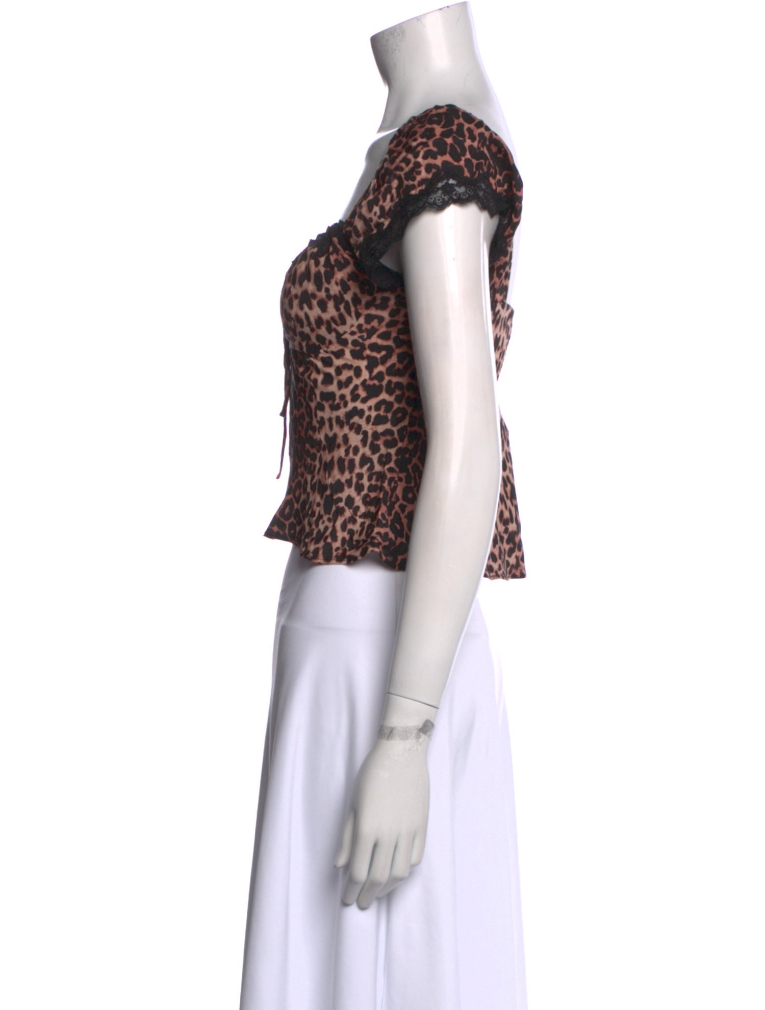 RIXO Animal Print Square Neckline Crop Top