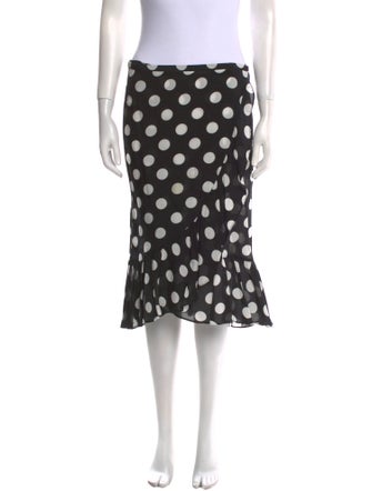 RIXO Polka Dot Print Knee-Length Skirt