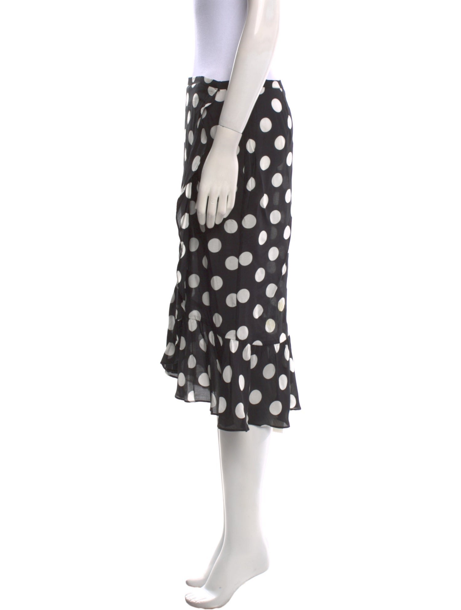 RIXO Polka Dot Print Knee-Length Skirt