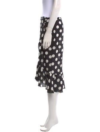 RIXO Polka Dot Print Knee-Length Skirt