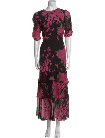 RIXO Floral Print Long Dress