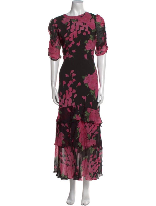 RIXO Floral Print Long Dress