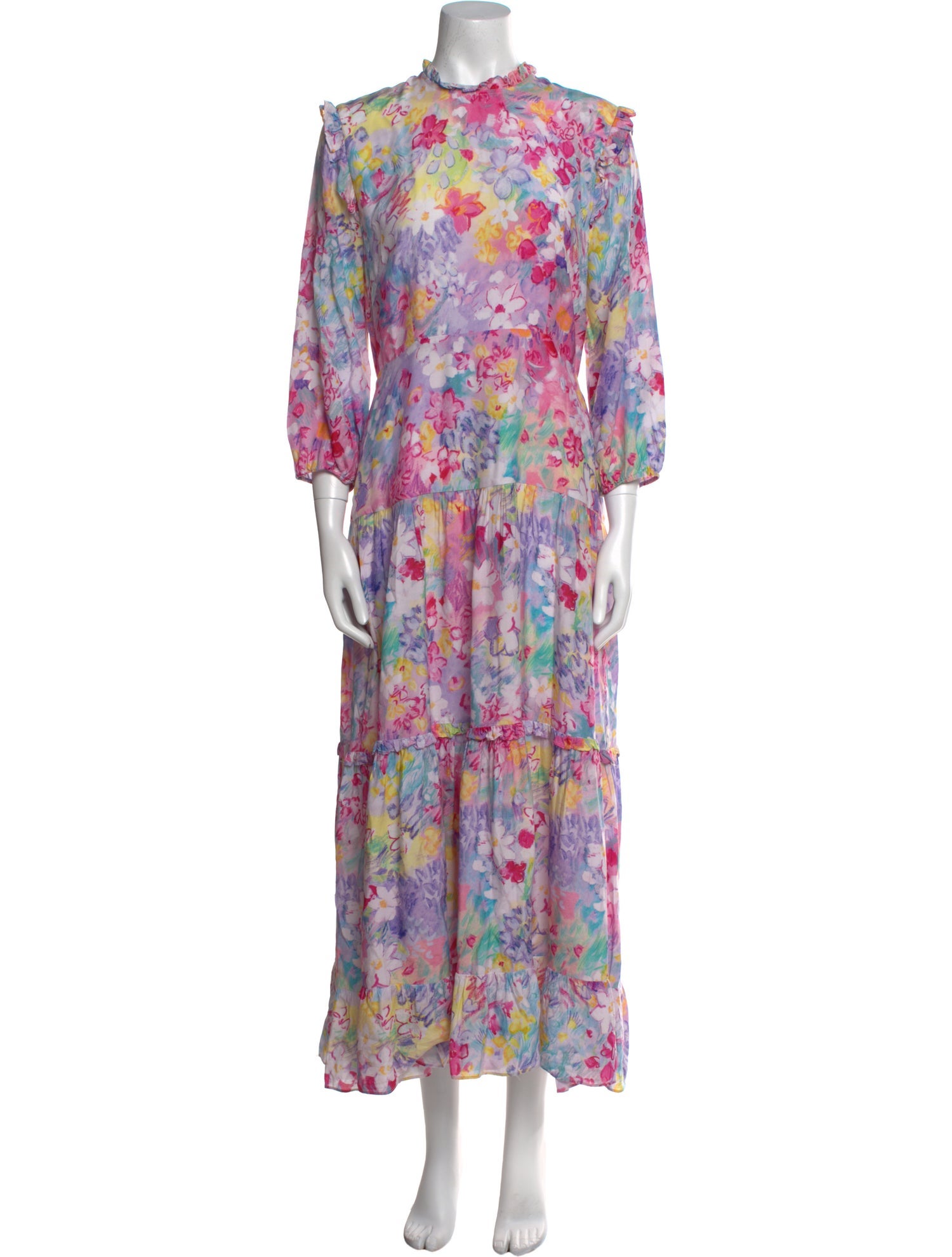 RIXO Floral Print Long Dress
