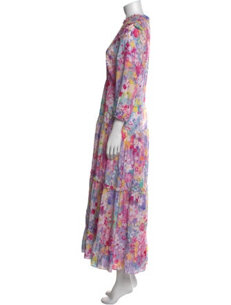 RIXO Floral Print Long Dress