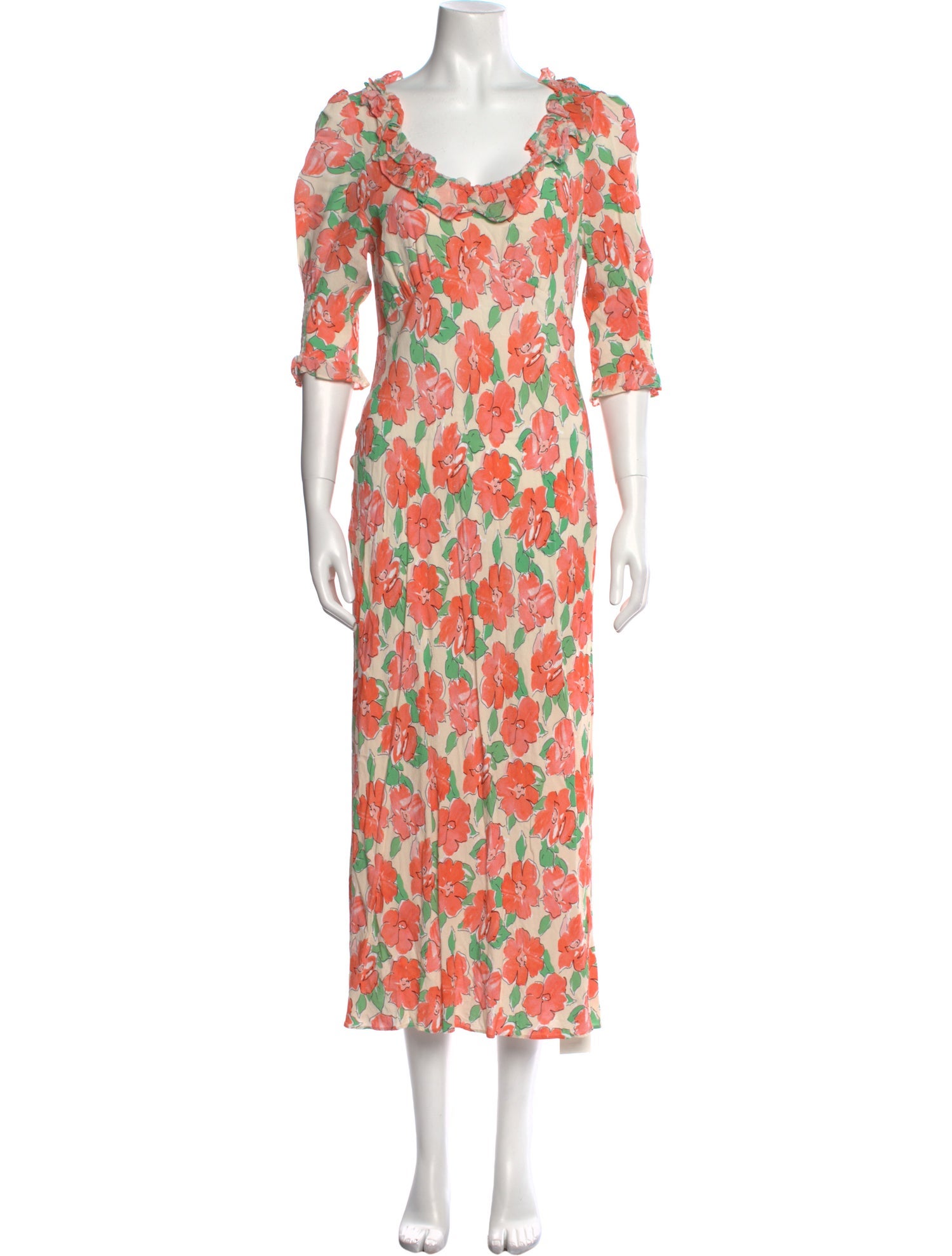 RIXO Floral Print Long Dress