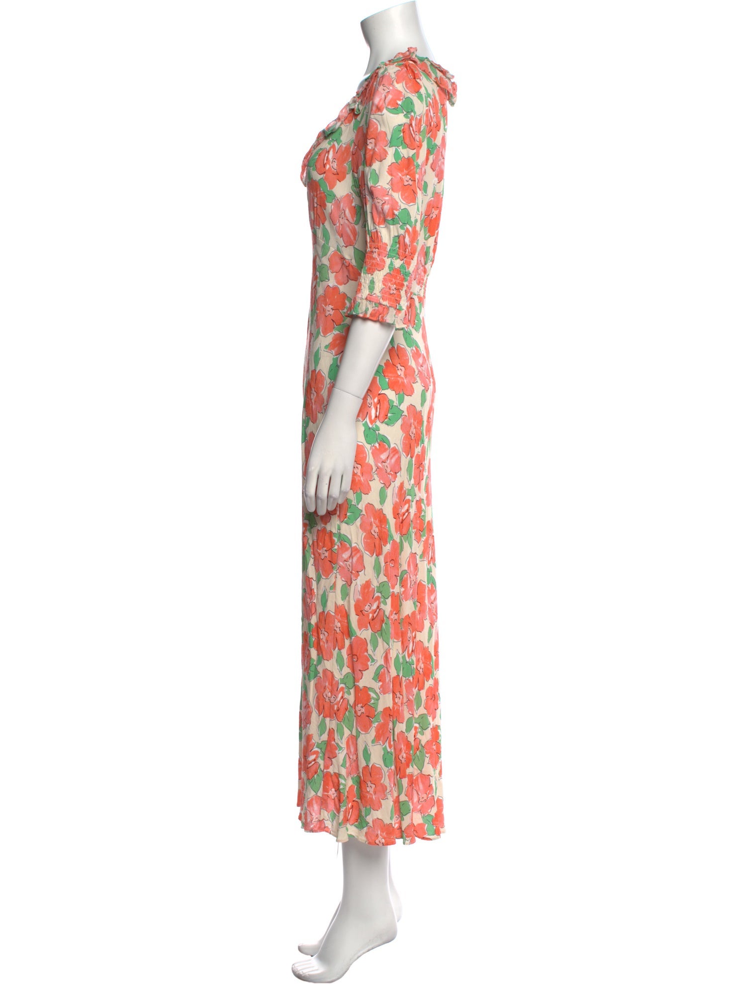 RIXO Floral Print Long Dress