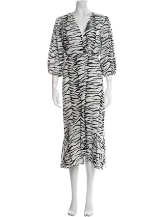 RIXO Printed Long Dress