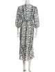 RIXO Printed Long Dress