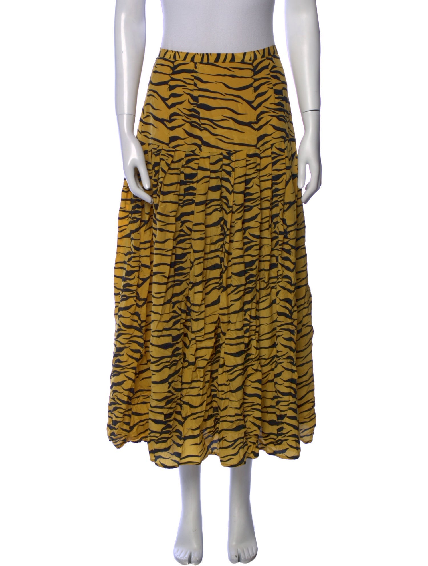 RIXO Silk Midi Length Skirt