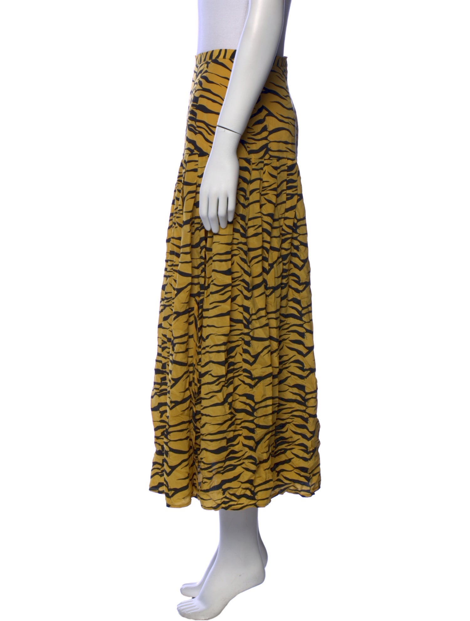 RIXO Silk Midi Length Skirt