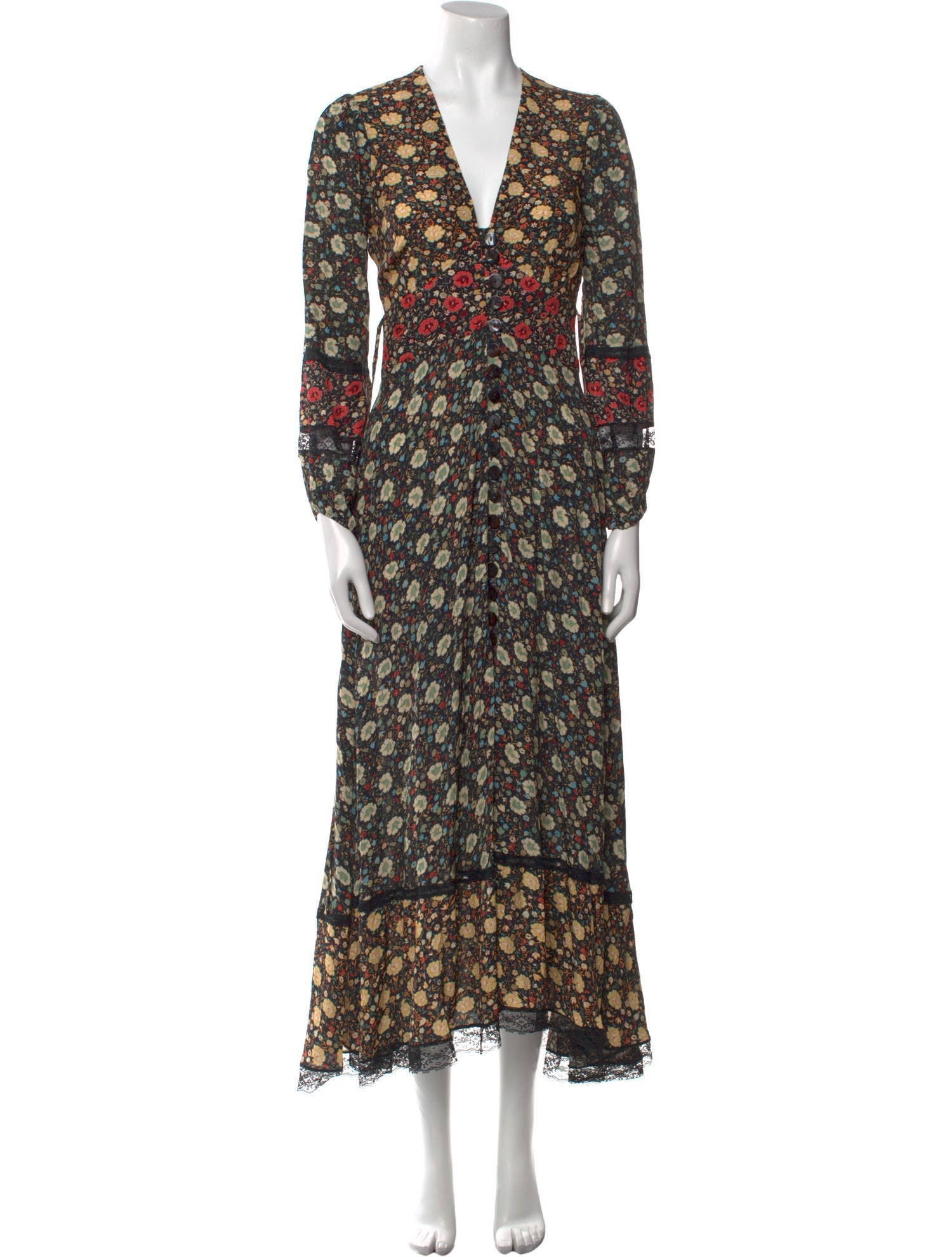 RIXO Floral Print Long Dress