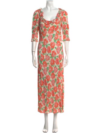 RIXO Floral Print Long Dress
