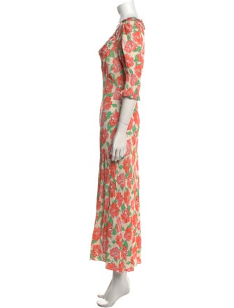 RIXO Floral Print Long Dress